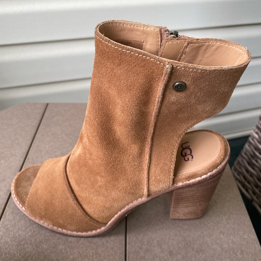 UGG Valencia Women's Brown Suede Open-Toe Ankle boots booties size 8